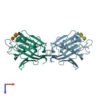 PDB entry 2arb coloured by chain, top view.