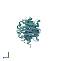 PDB entry 2arc coloured by chain, side view.