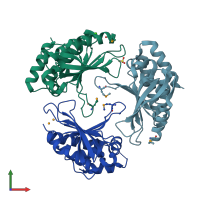 PDB entry 2arh coloured by chain, front view.
