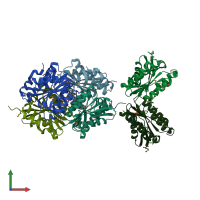 PDB entry 2ark coloured by chain, front view.