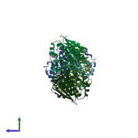 PDB entry 2ark coloured by chain, side view.
