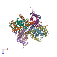 PDB entry 2aro coloured by chain, top view.