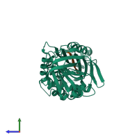 PDB entry 2arq coloured by chain, side view.
