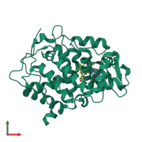 PDB entry 2as2 coloured by chain, front view.