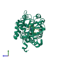 PDB entry 2as2 coloured by chain, side view.