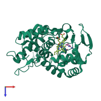 PDB entry 2as2 coloured by chain, top view.