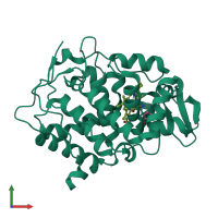 PDB entry 2as6 coloured by chain, front view.