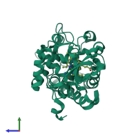 PDB entry 2as6 coloured by chain, side view.