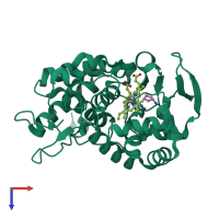 PDB entry 2as6 coloured by chain, top view.