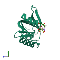 PDB entry 2asf coloured by chain, side view.