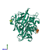 PDB entry 2asi coloured by chain, side view.