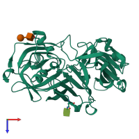 PDB entry 2asi coloured by chain, top view.