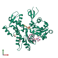 PDB entry 2asm coloured by chain, front view.