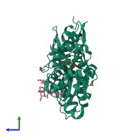 PDB entry 2asp coloured by chain, side view.