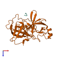 PDB entry 2asu coloured by chain, top view.