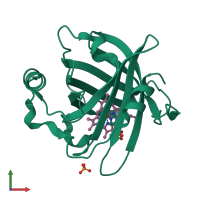 PDB entry 2at8 coloured by chain, front view.