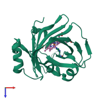 PDB entry 2at8 coloured by chain, top view.