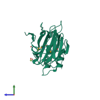 PDB entry 2atf coloured by chain, side view.