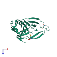 PDB entry 2atf coloured by chain, top view.