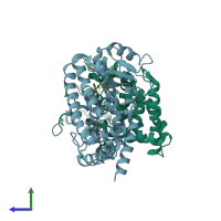 PDB entry 2ath coloured by chain, side view.