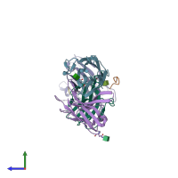 PDB entry 2atp coloured by chain, side view.