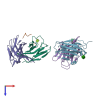 PDB entry 2atp coloured by chain, top view.