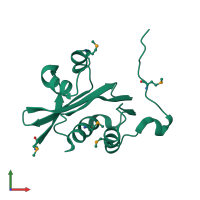 PDB entry 2atr coloured by chain, front view.