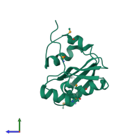 PDB entry 2atr coloured by chain, side view.