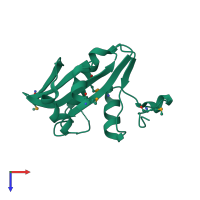 PDB entry 2atr coloured by chain, top view.