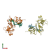 PDB entry 2atw coloured by chain, front view.