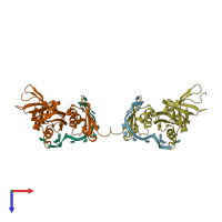 PDB entry 2atw coloured by chain, top view.