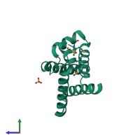 PDB entry 2au5 coloured by chain, side view.