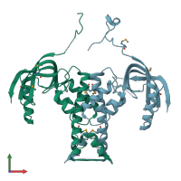 PDB entry 2aua coloured by chain, front view.