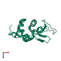 PDB entry 2aub coloured by chain, top view.
