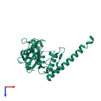 PDB entry 2aud coloured by chain, top view.