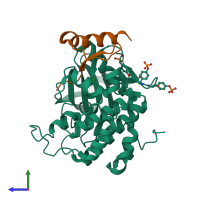 PDB entry 2auh coloured by chain, side view.