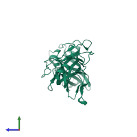 PDB entry 2auj coloured by chain, side view.