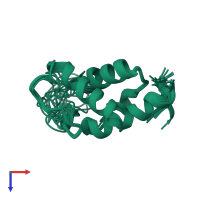 PDB entry 2ava coloured by chain, ensemble of 20 models, top view.