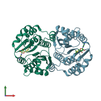 PDB entry 2avd coloured by chain, front view.
