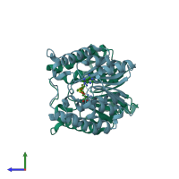 PDB entry 2avd coloured by chain, side view.