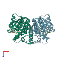 PDB entry 2avd coloured by chain, top view.