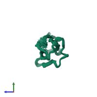 PDB entry 2avg coloured by chain, ensemble of 29 models, side view.