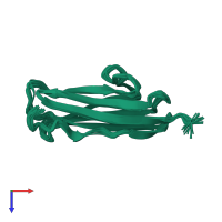 PDB entry 2avg coloured by chain, ensemble of 29 models, top view.