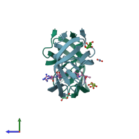 PDB entry 2avm coloured by chain, side view.