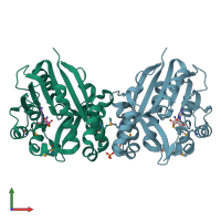 PDB entry 2avn coloured by chain, front view.