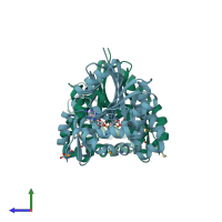 PDB entry 2avn coloured by chain, side view.