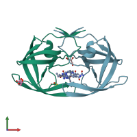 PDB entry 2avq coloured by chain, front view.