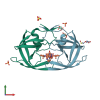 PDB entry 2avs coloured by chain, front view.
