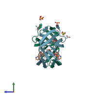 PDB entry 2avs coloured by chain, side view.