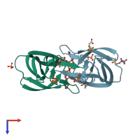 PDB entry 2avs coloured by chain, top view.
